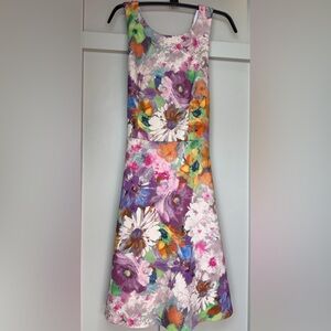 Adrianna Papell's colorful floral fit-&-flare dress sz 6 cross-back cottagecore